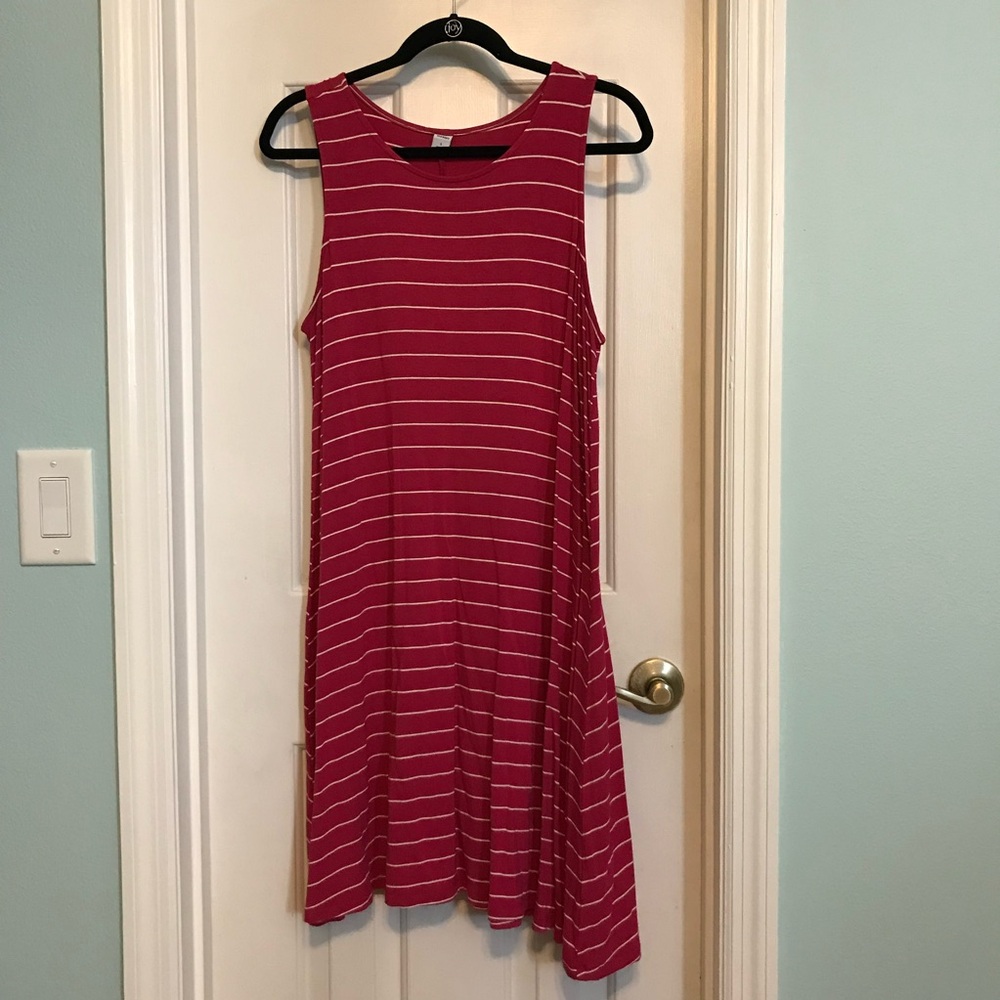 Old Navy Pink Striped Sleeveless Dress